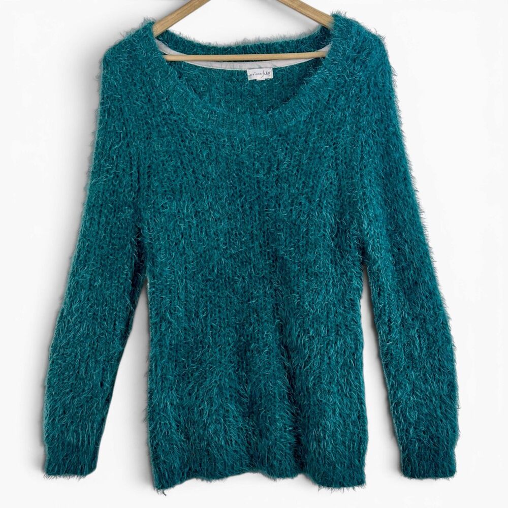 Maison Jules Womens Sweater XL Teal Cozy Soft